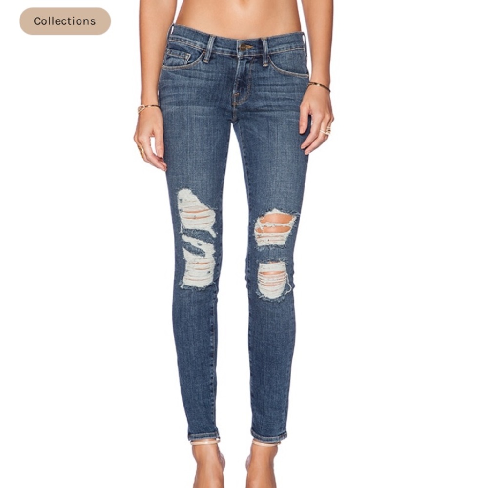 Frame Le Skinny Le Jeanne Distressed Jeans Size 24